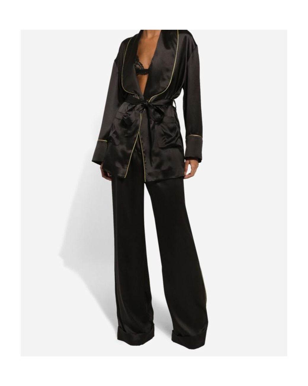 Dolce & Gabbana Black Satin Pajama Pants