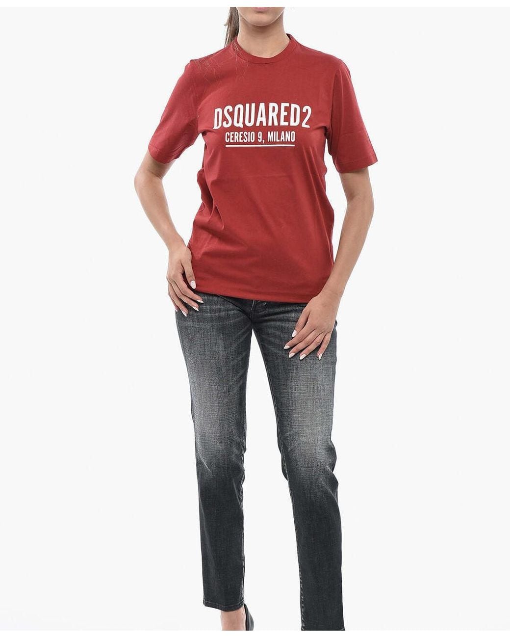DSquared² Red Logo-Print Crew-Neck T-Shirt