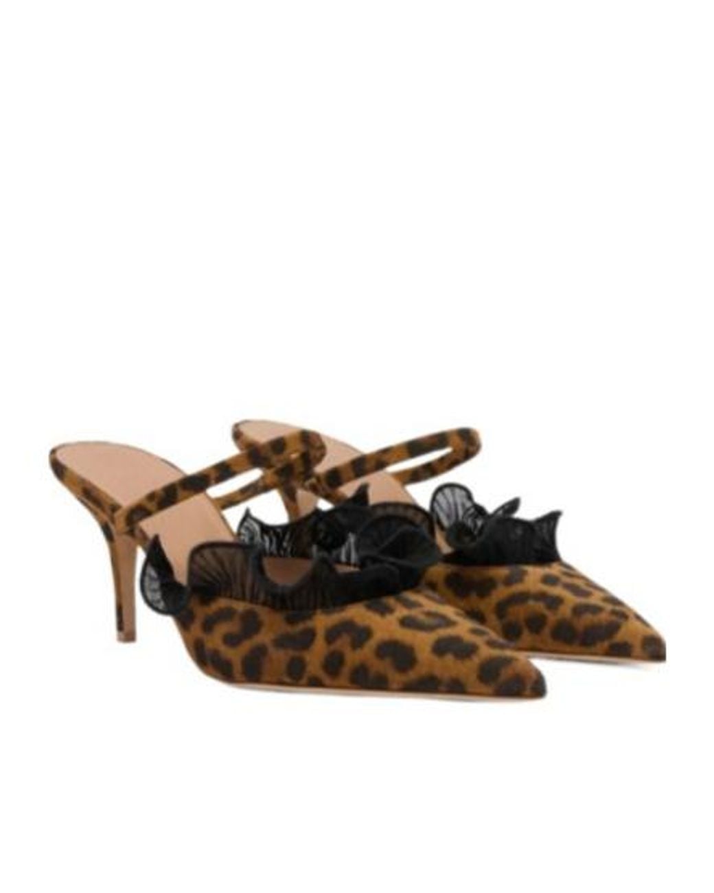 Malone Souliers Brown Leopard-Printed Ruffled Cecile Mules