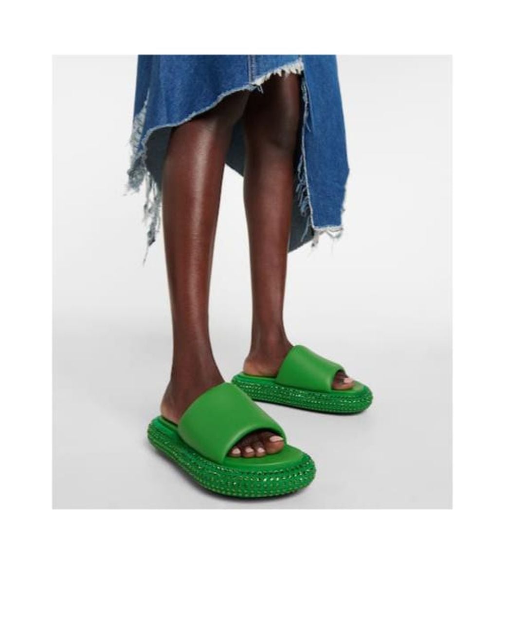 J.W. Anderson Green Embellished Leather Slides