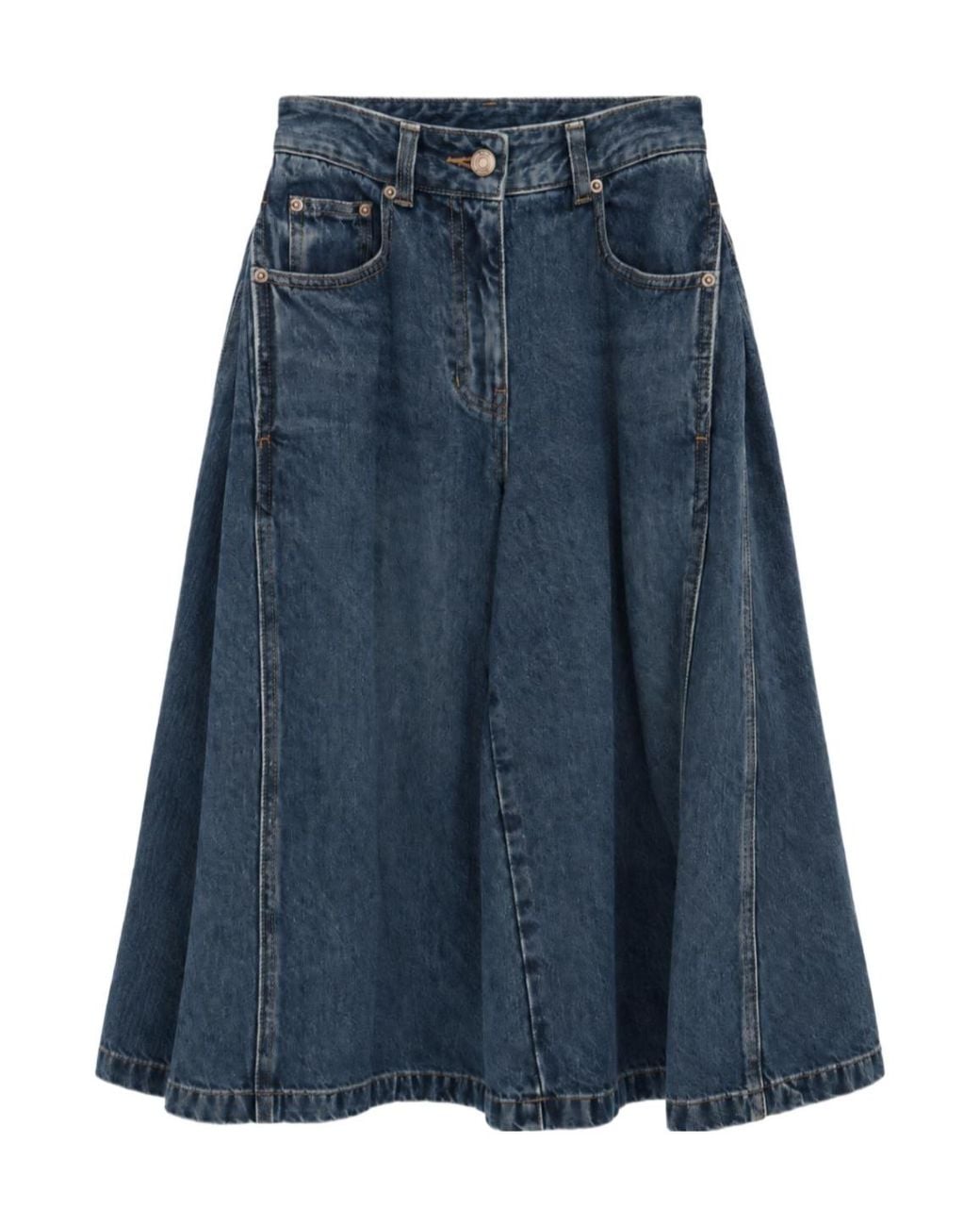 Juun.J Blue Skirt With Belt Loops