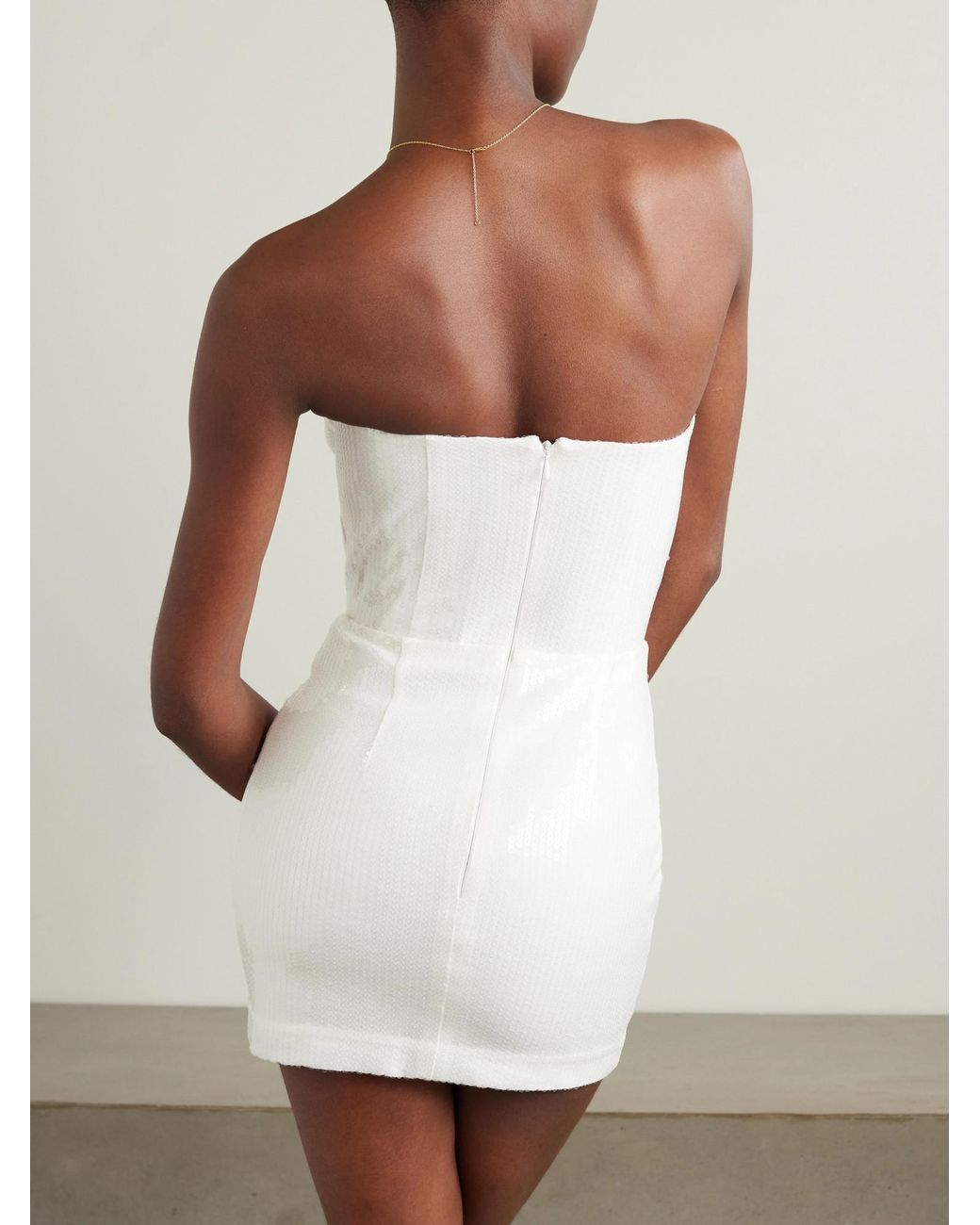 Alex Perry White Strapless Sequin Dress