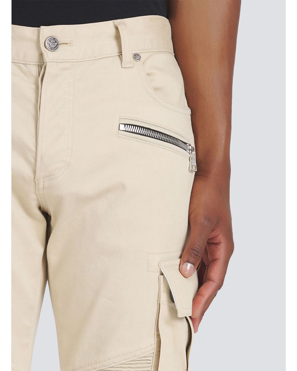 Balmain Natural Cotton Cargo Trousers for men