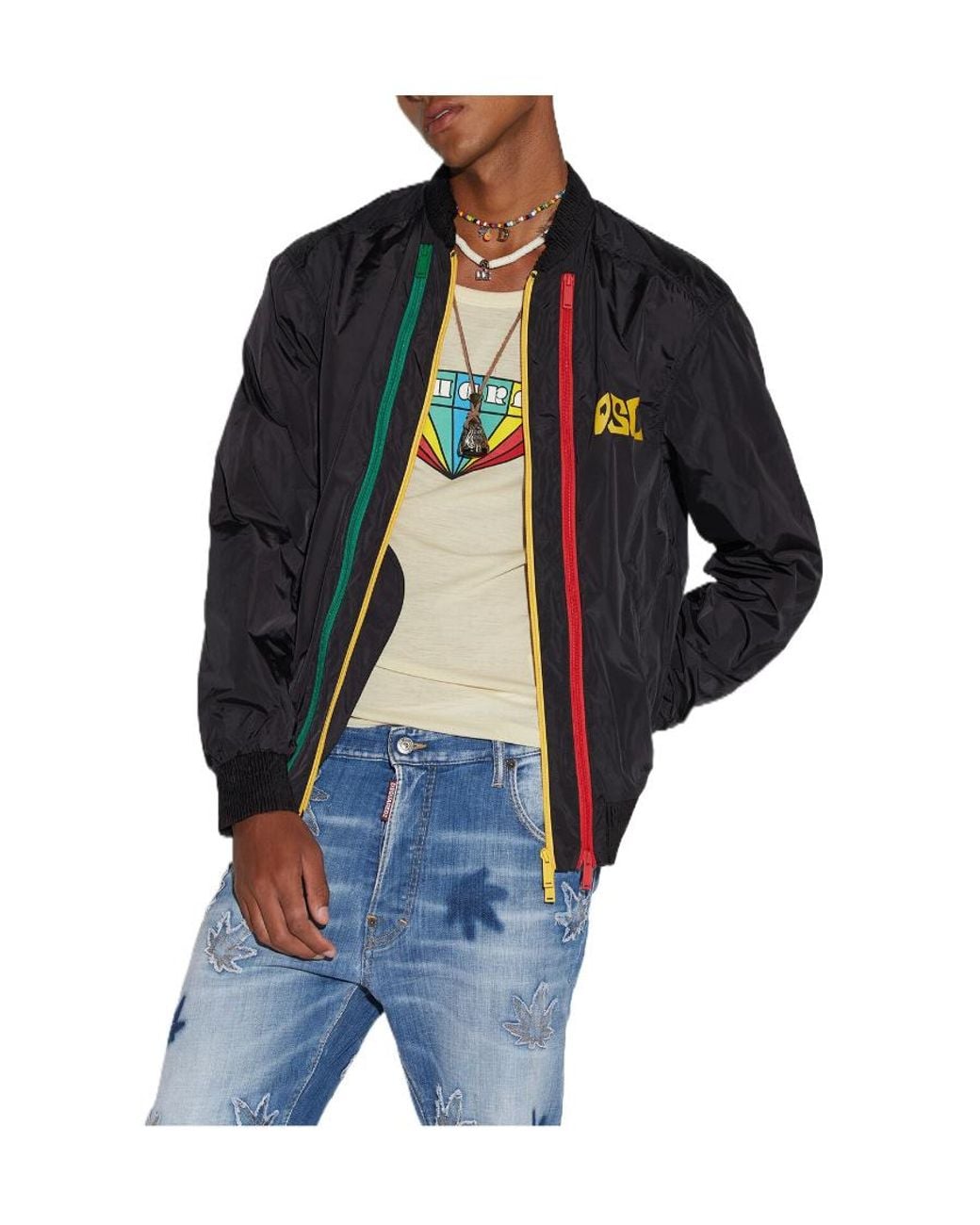DSquared² Blue Logo-Printed Zipped Jacket for men