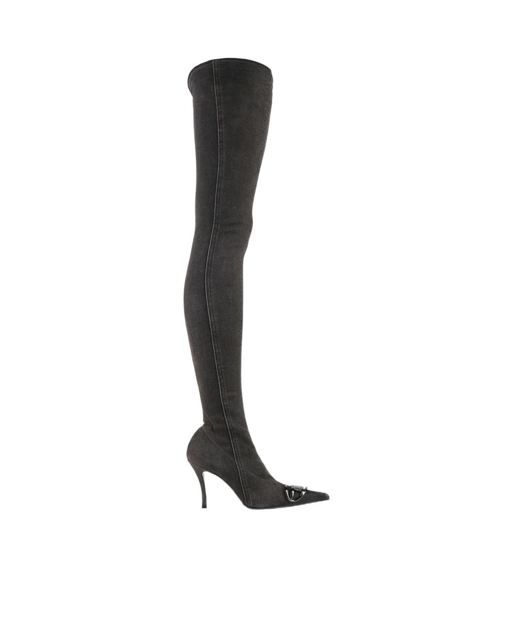 DIESEL White Denim Over-The-Knee Boots