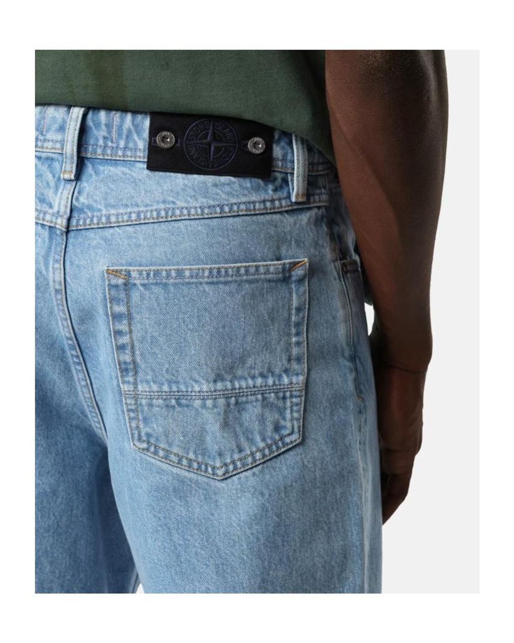 Stone Island Blue Loose-Fit Five-Pocket Jeans for men