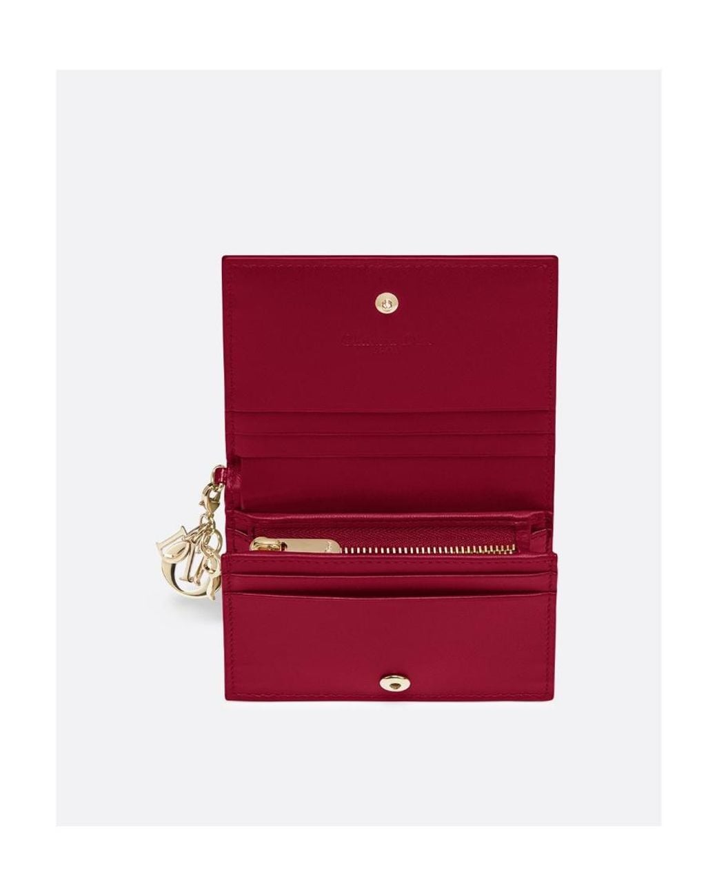 Dior Red Mini Lady Gardenia Wallet