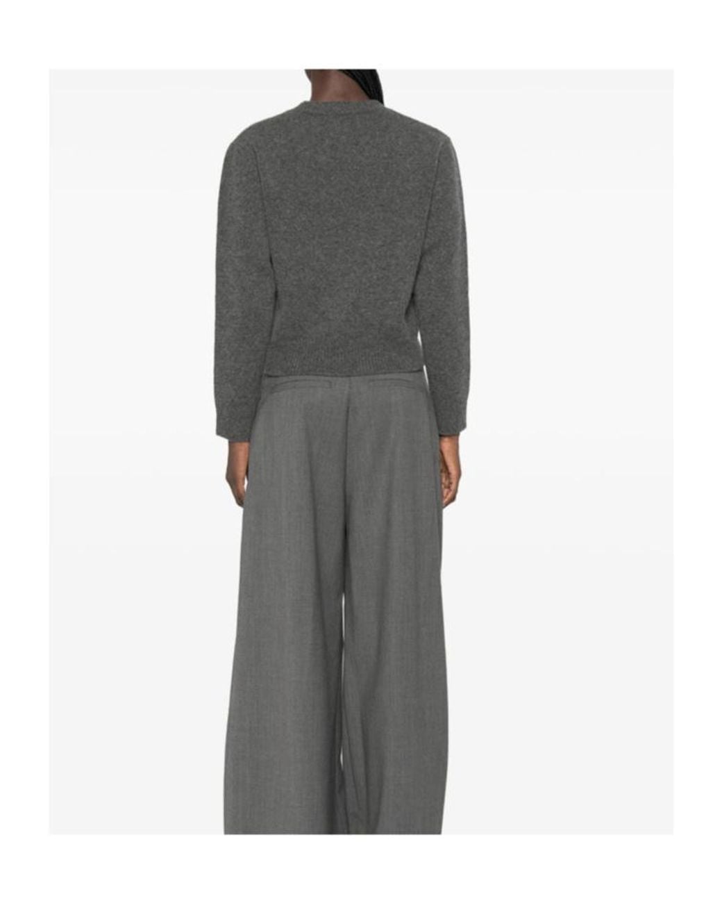 A.P.C. Gray Logo-Knit Crew-Neck Sweater