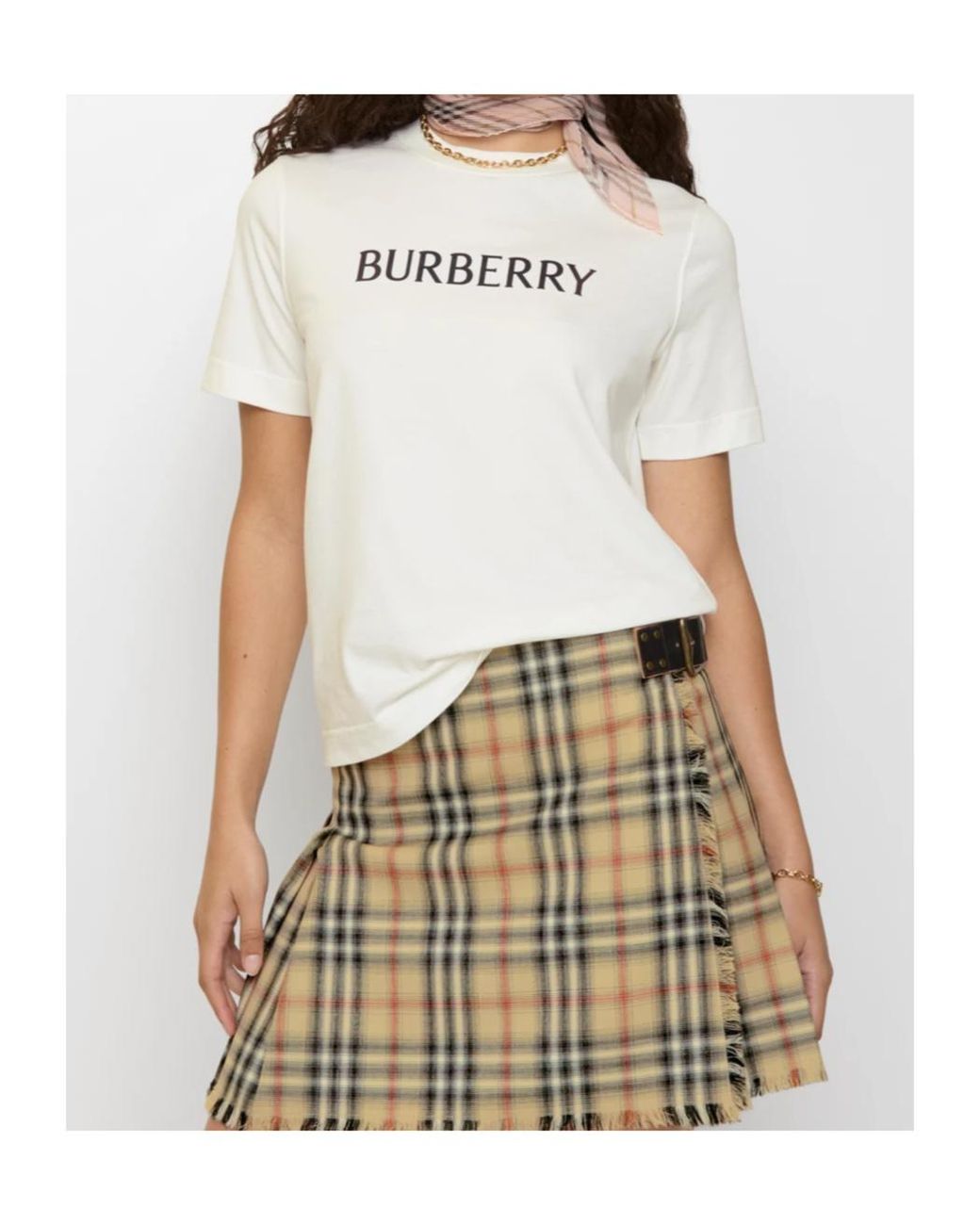 Burberry White Logo Printed Crewneck T-Shirt