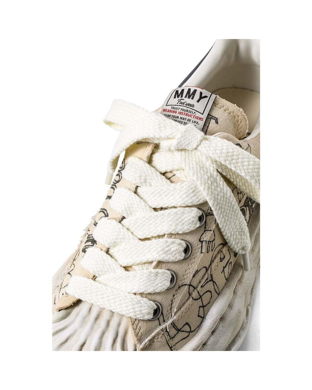 Maison Mihara Yasuhiro White Blakey Og Graffiti Printed Low-Top Sneakers for men