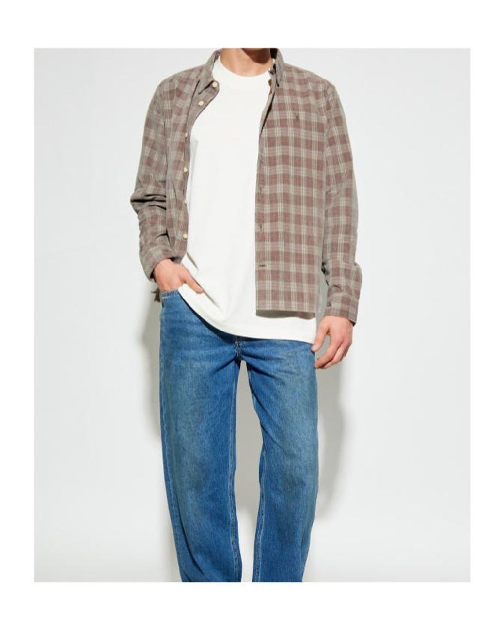 AllSaints Gray Torin Check Shirt for men