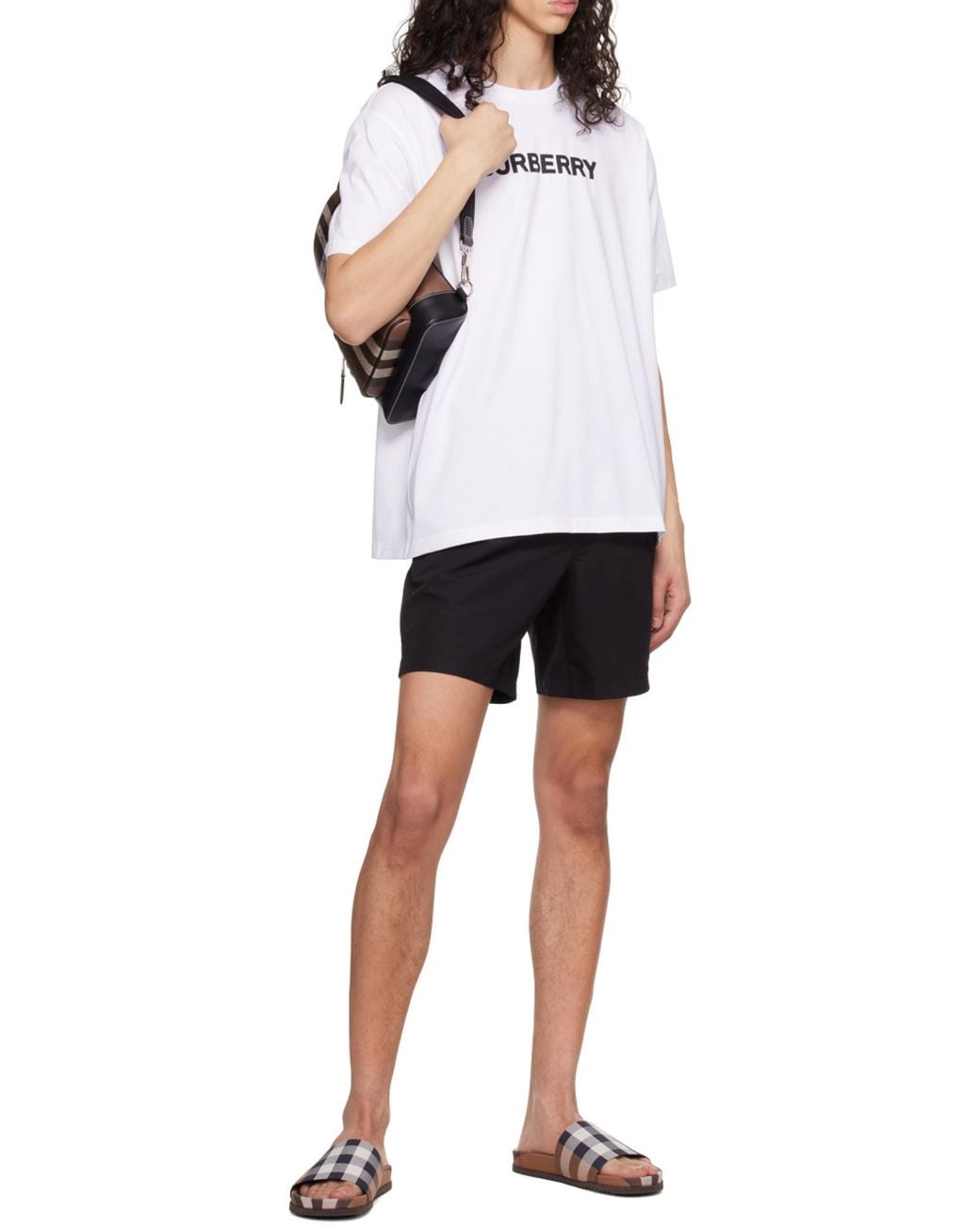 Burberry White Logo Printed Crewneck T-Shirt for men
