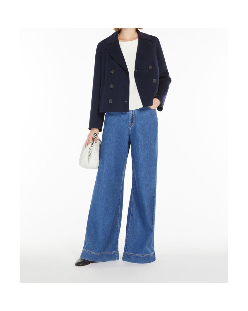 Weekend by Maxmara Blue Double-Sided Wool Double-Breasted Pea Coat