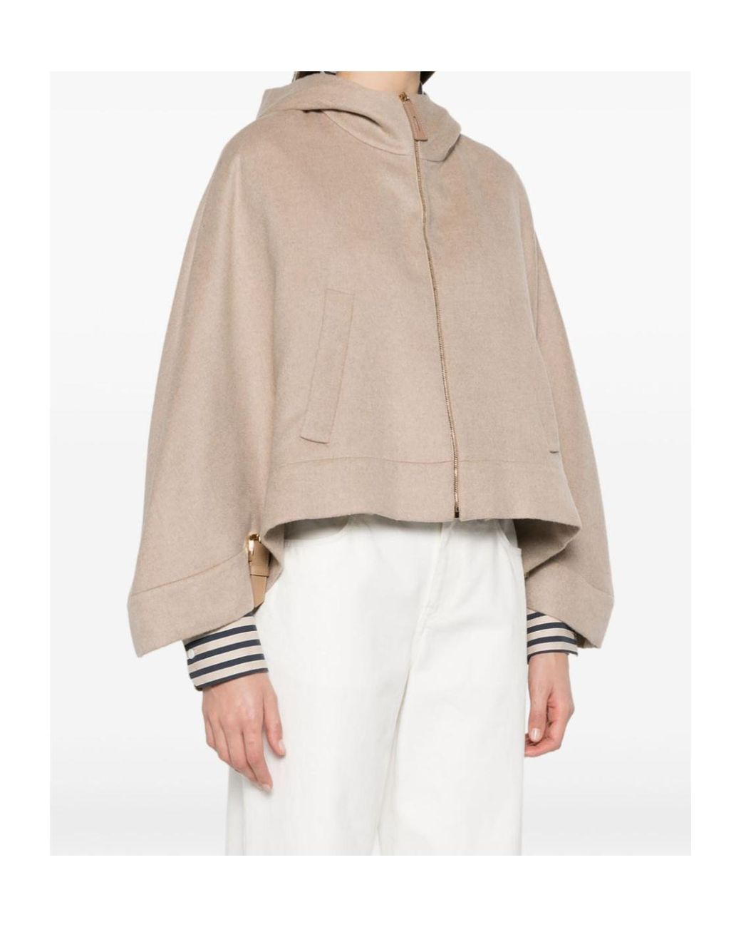 Max Mara Natural Zip-Up Hooded Jacket