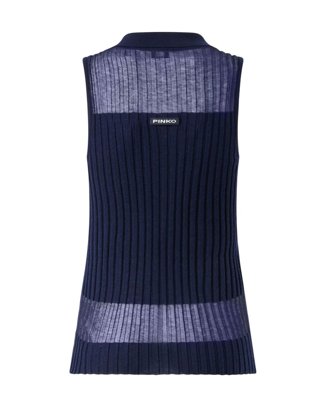 Pinko Blue Ribbed Polo Vest Top
