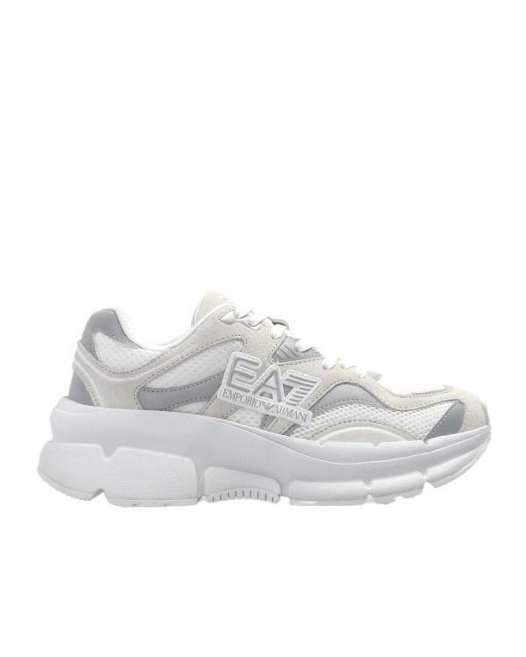 EA7 White Mesh Panelled Chunky Sneakers
