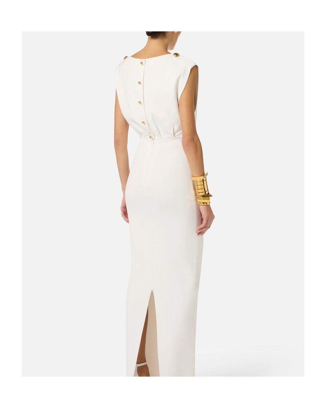 Elisabetta Franchi White Carpet Full Milano Stitch Knitted Dress