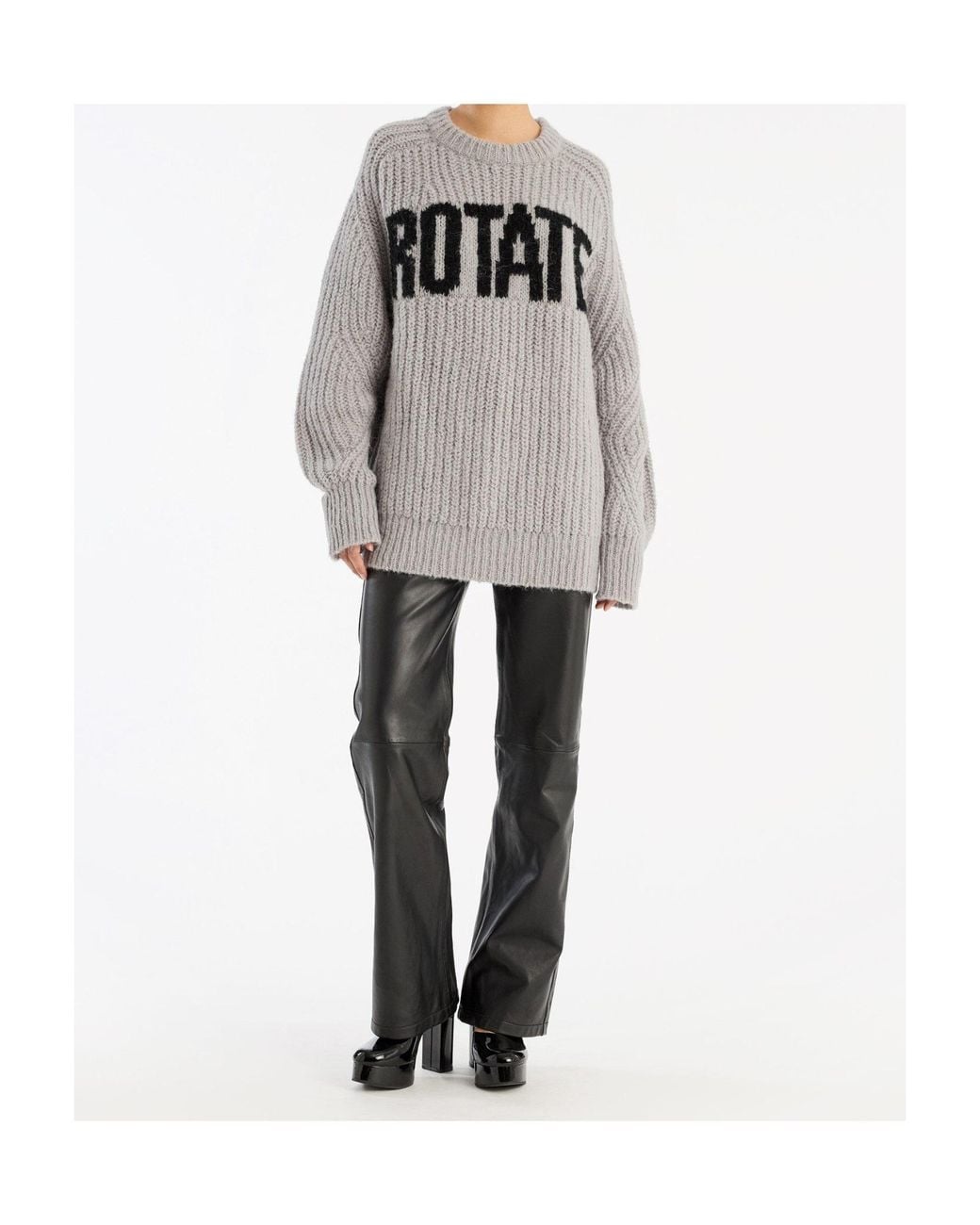 ROTATE BIRGER CHRISTENSEN Gray Logo Long-Sleeve Sweater