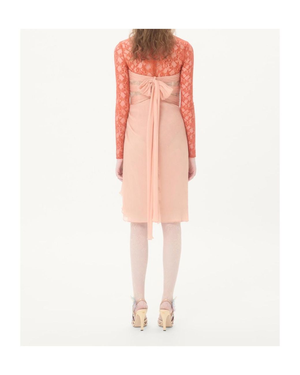 Valentino Pink Lace-Embellishment Midi Dress