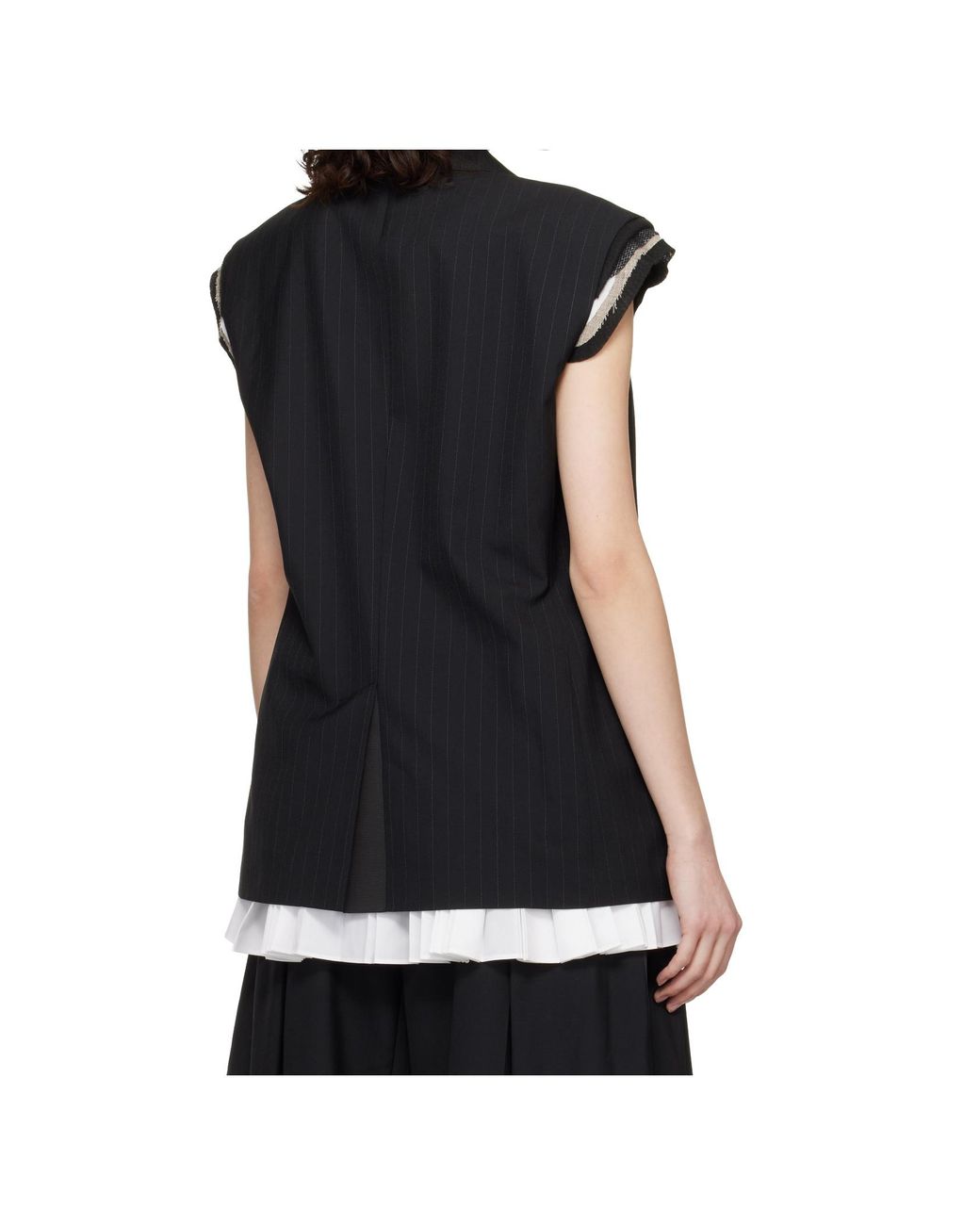 Sacai Black Chalk Stripe Vest