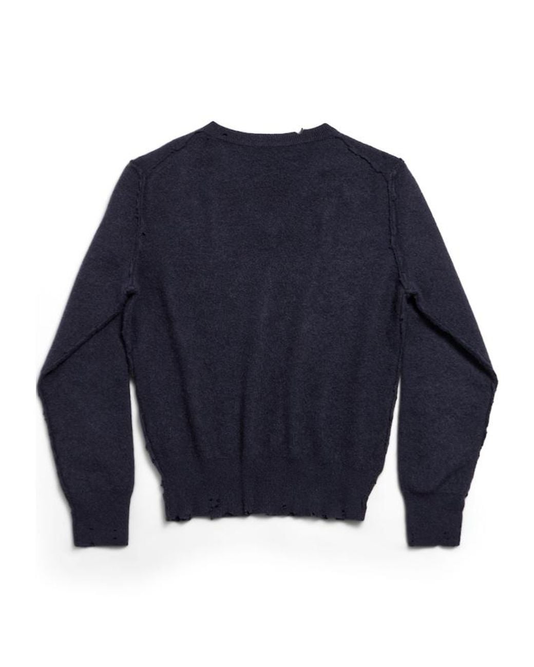 Balenciaga Blue Laurel Classic V-Neck Destroyed Sweater