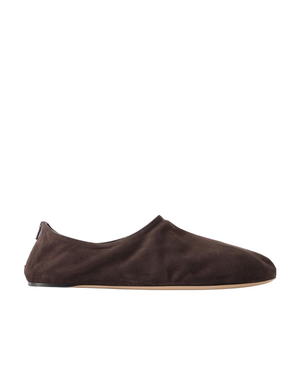 The Row Brown Stellene Moka Goat Suede Slippers