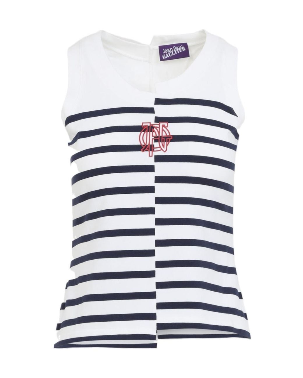 Jean Paul Gaultier White Asymmetric Striped Tank Top