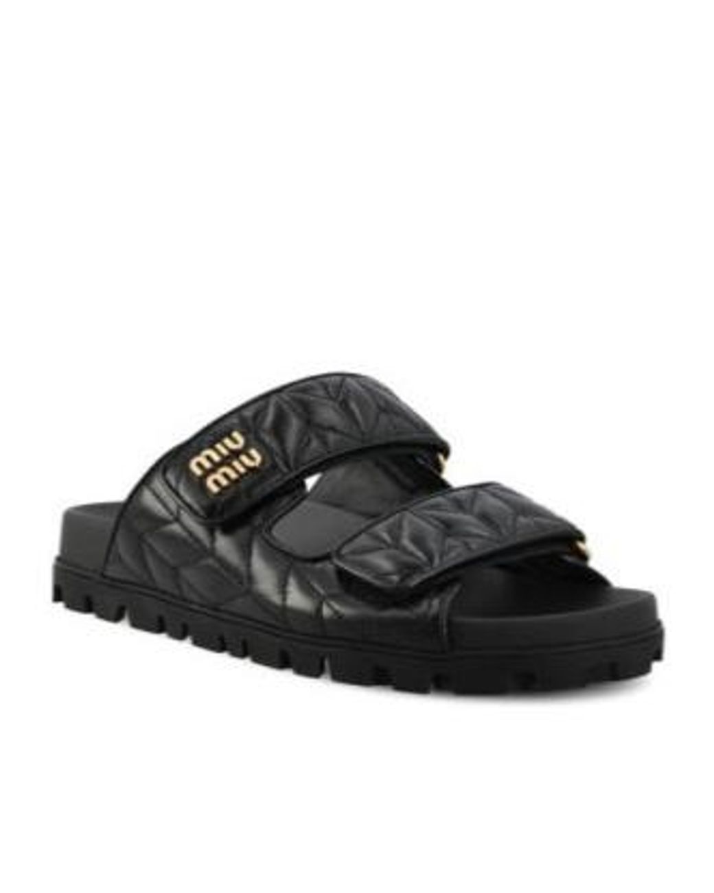 Miu Miu Black Quilted Slip-On Sandals