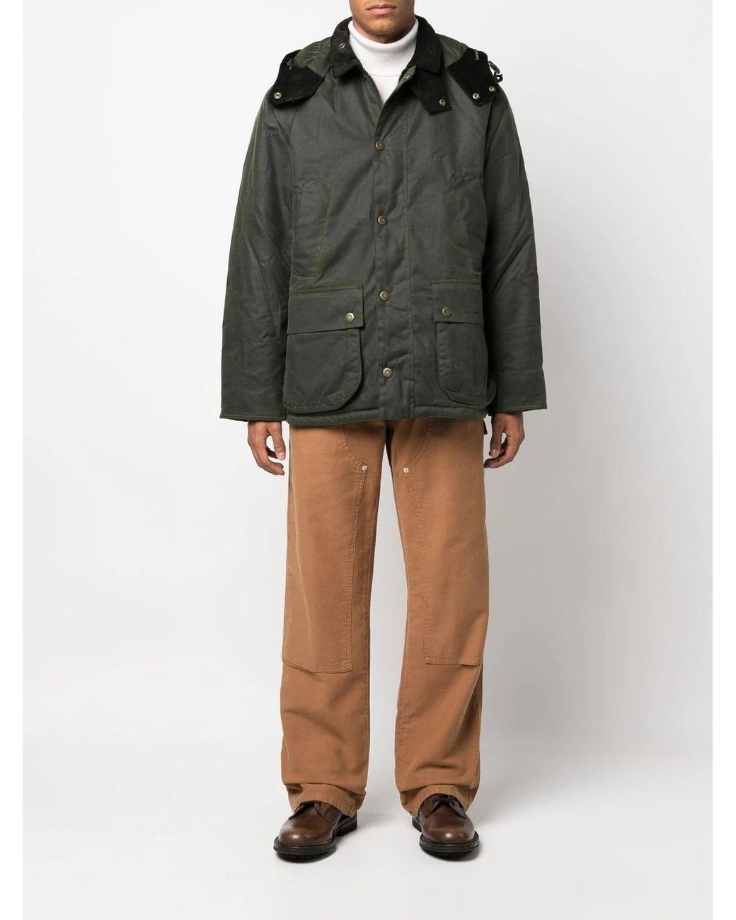 Barbour Black Waxed-Effect Parka Jacket for men