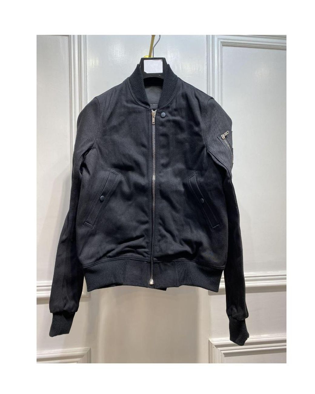 Rick Owens Black Logo Zipper Baseball Jacket for men