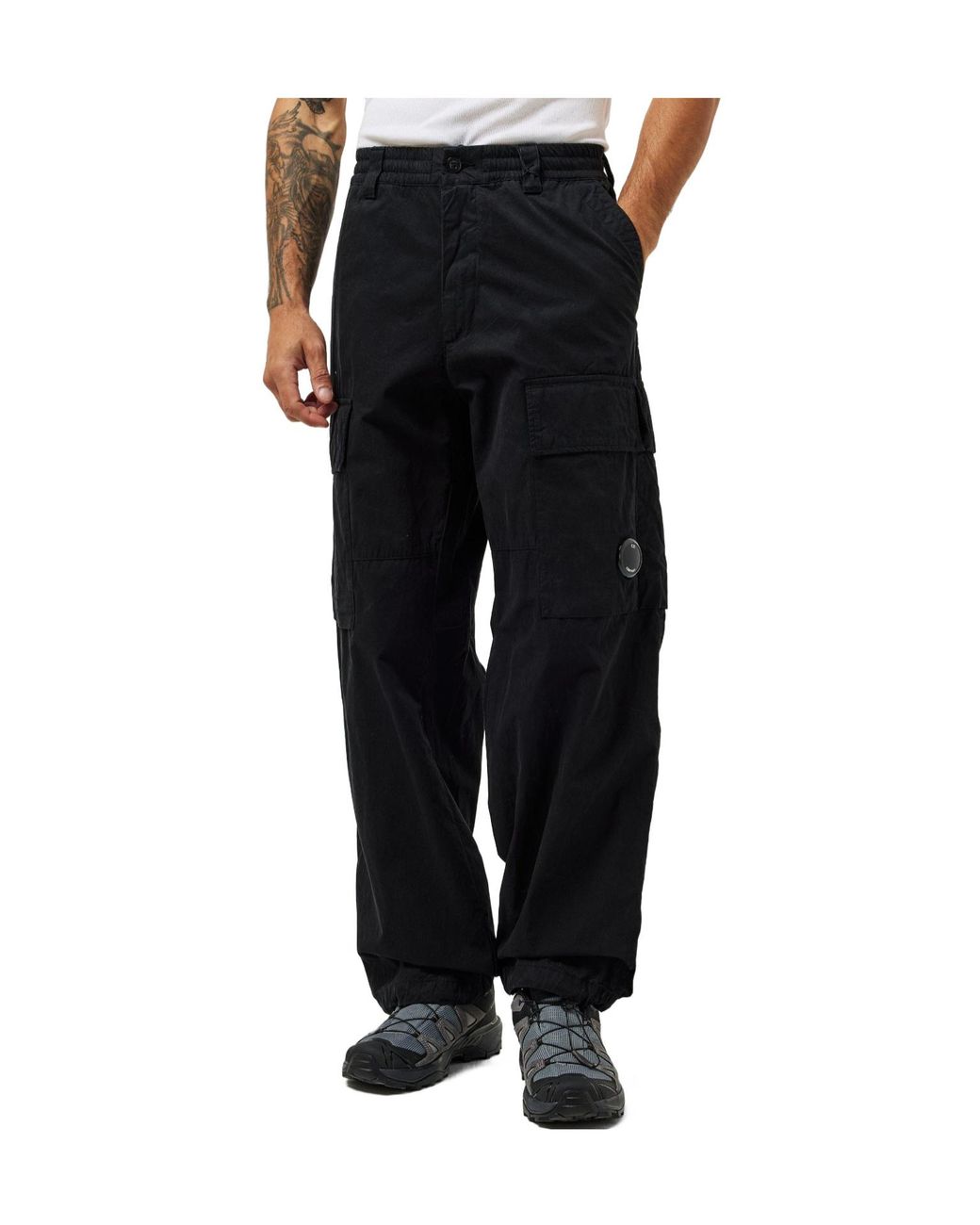 C P Company Black Cargo Trousers for men