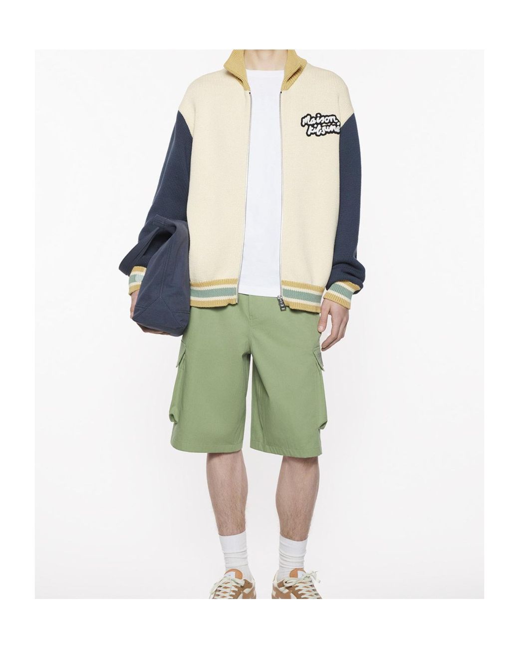 Maison Kitsuné Green Maison Kitsuné Belted Bermuda Shorts for men