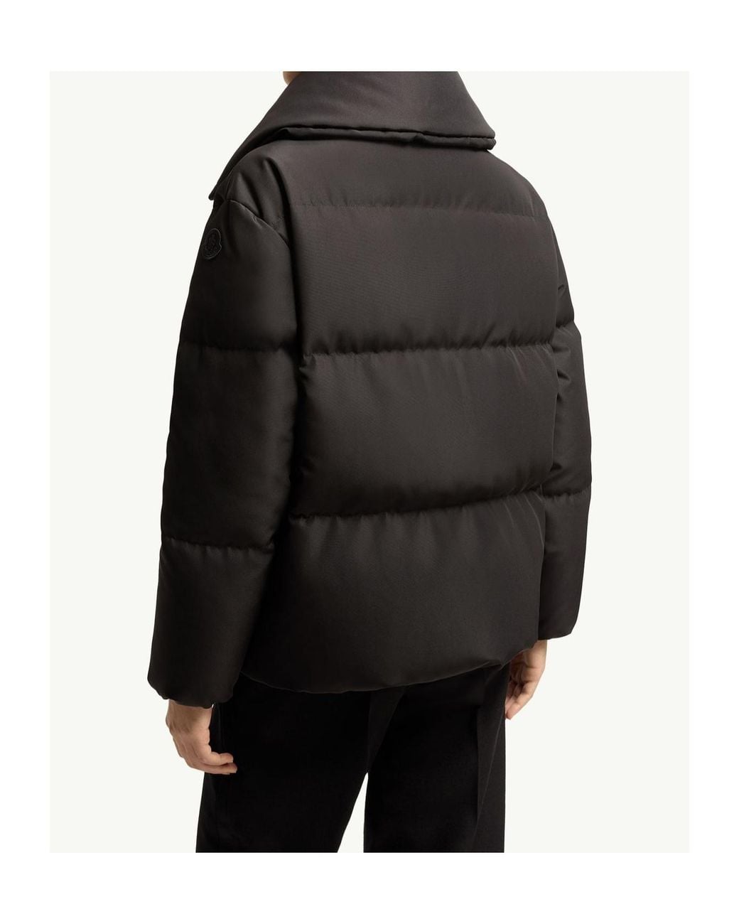 Moncler Black Manchot Beaded-Trim Mid-Length Down Jacket
