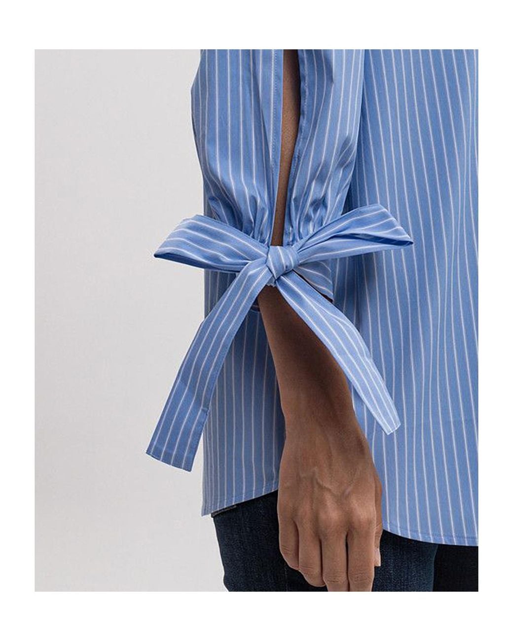 Twinset Blue Pinstriped Tie-Fastened Shirt