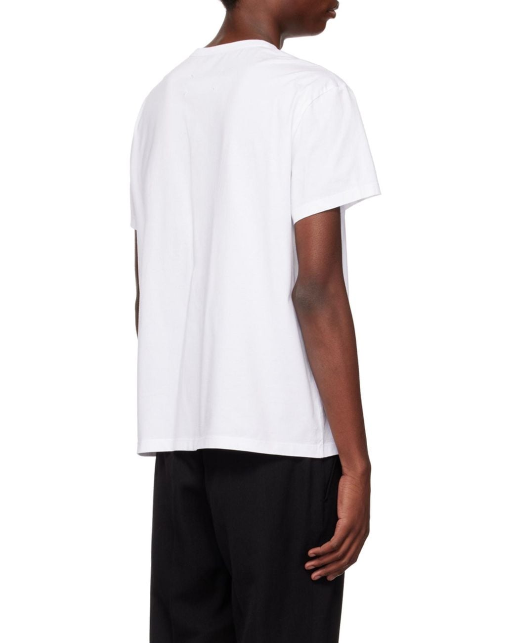 Maison Margiela White Graphic-Printed Crewneck T-Shirt for men