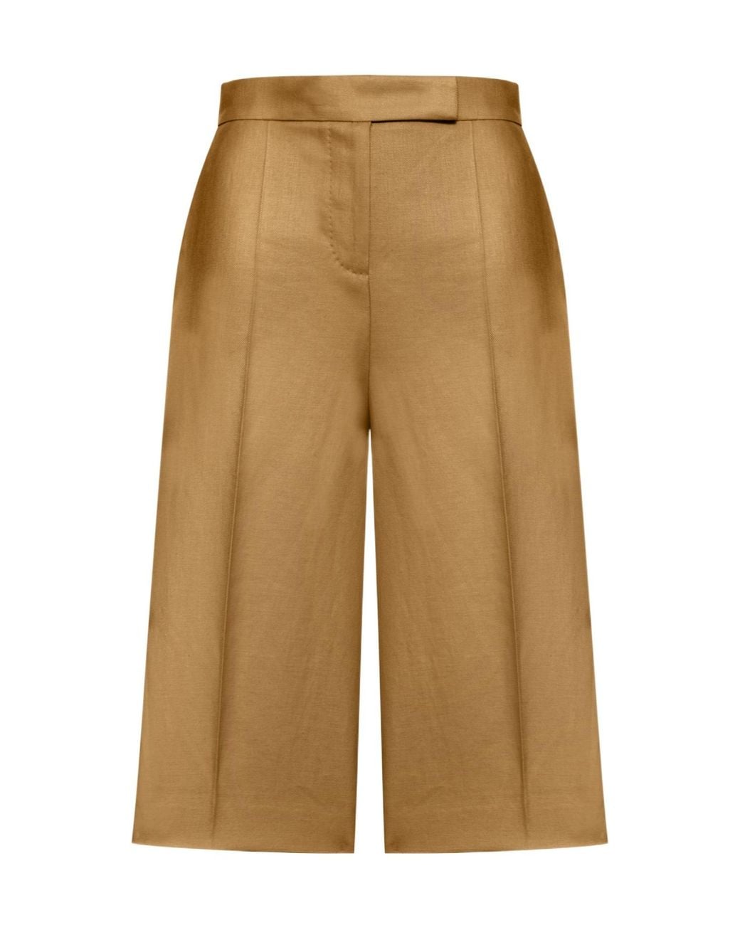 Max Mara Natural Kaki Pleated Bermuda Shorts