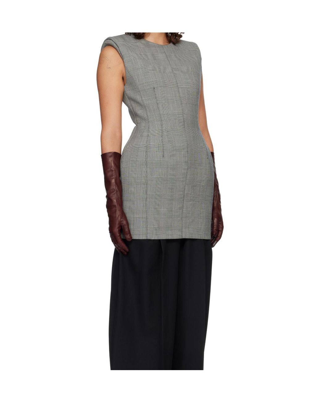 Mugler Black Shoulder Pad Brooch Dress