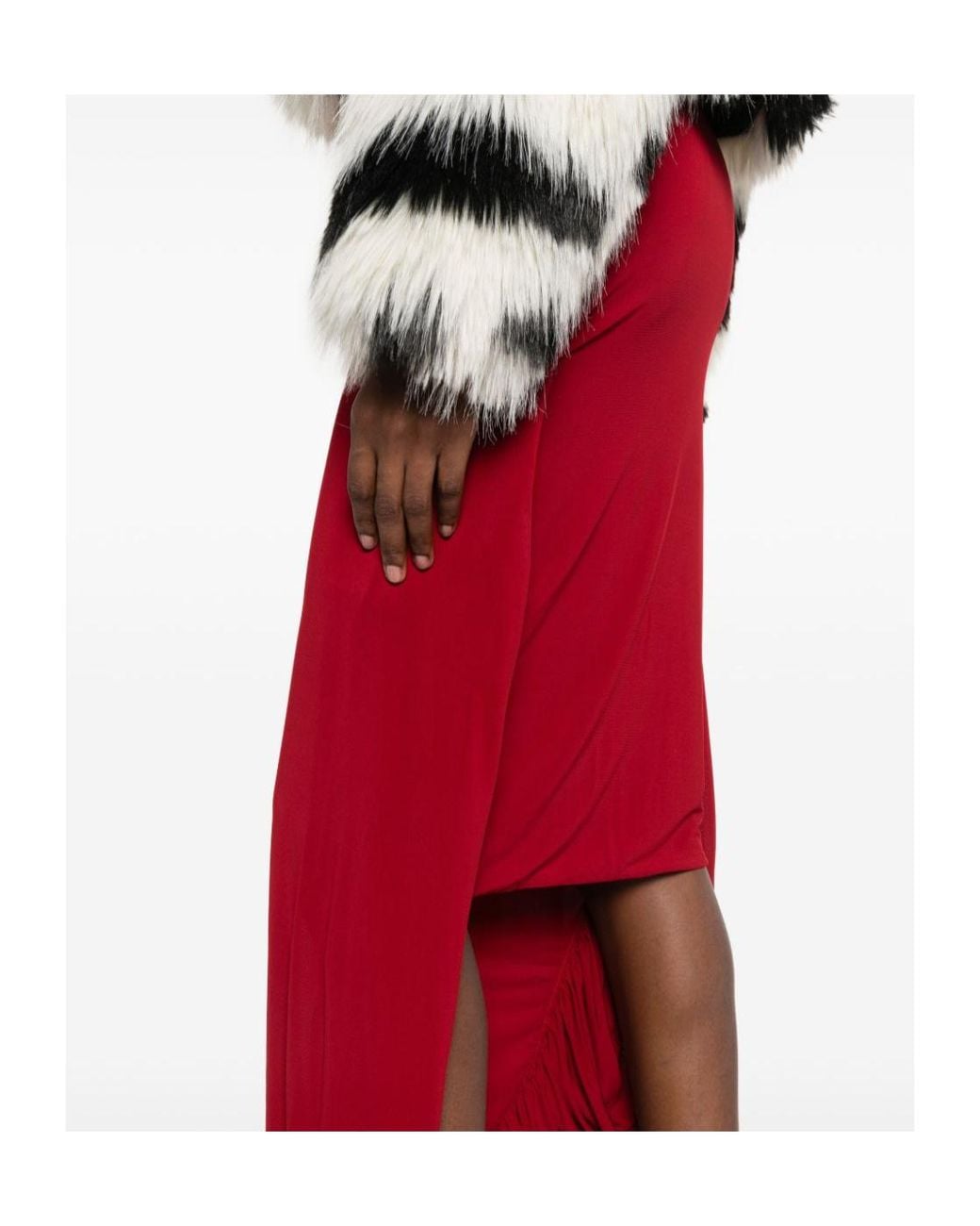 Jean Paul Gaultier Draped Asymmetric Skirt in Red | Lyst