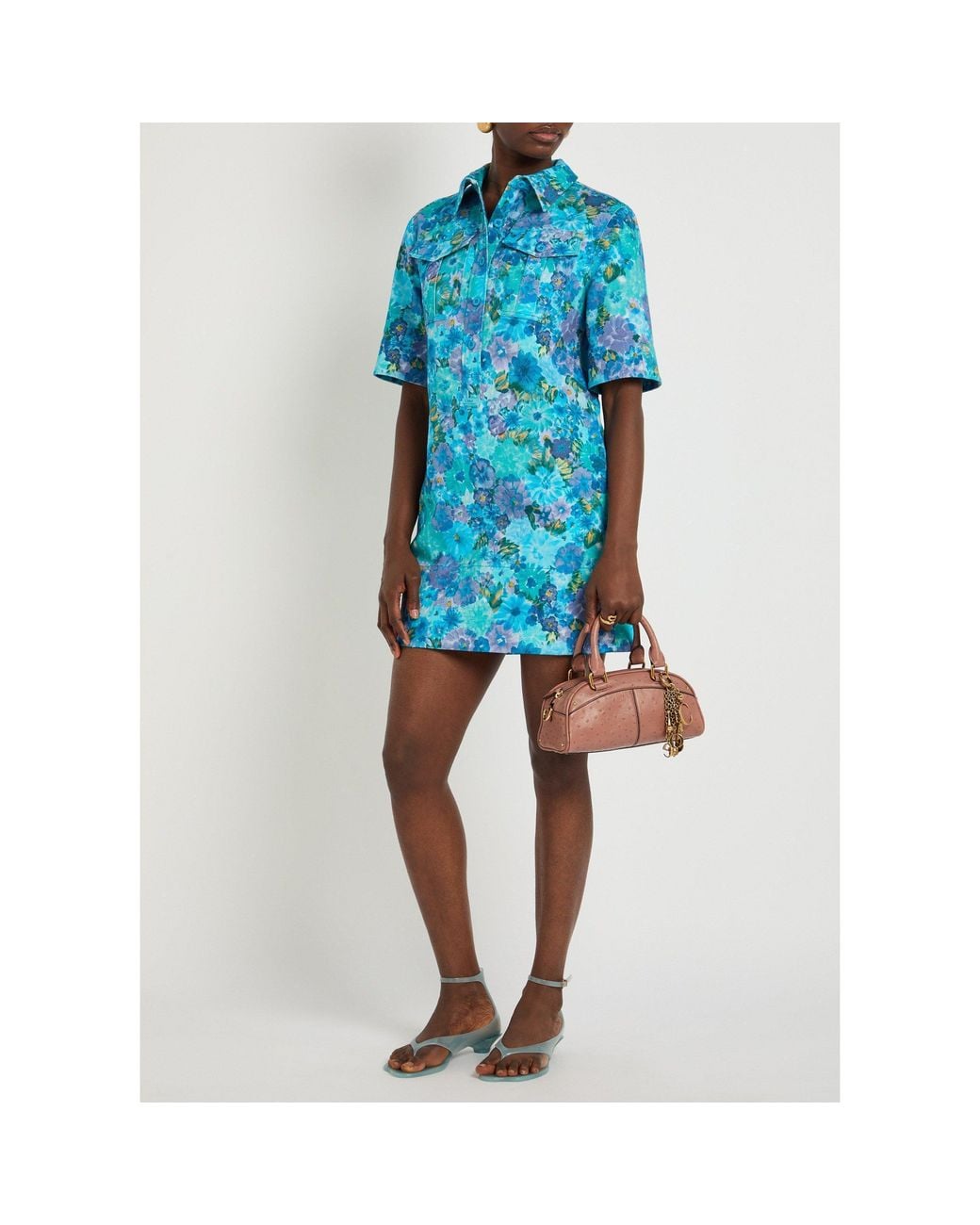 Chloé Blue Floral-Print Shirtdress