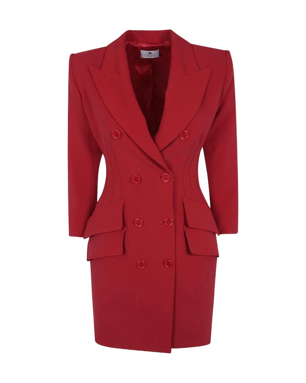 Elisabetta Franchi Red Double-Breasted Coat Dress