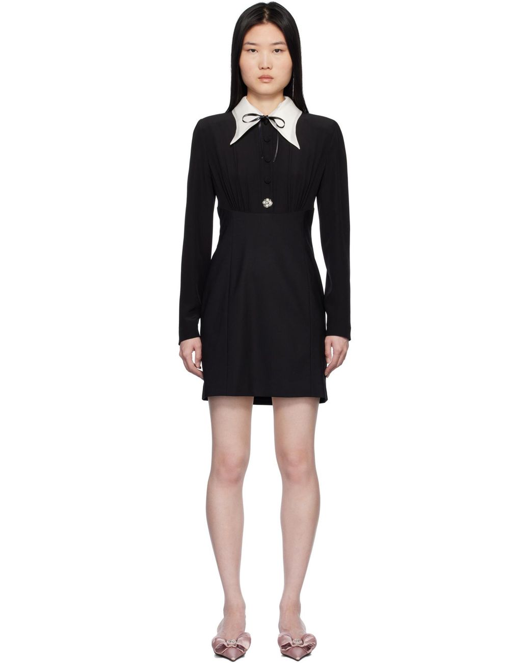 Versace Black Mini Dress With Collar