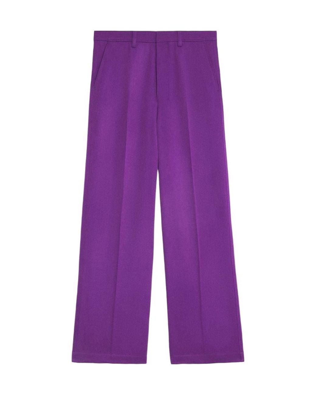 AMI Purple Ami High-Waist Wide-Leg Trousers
