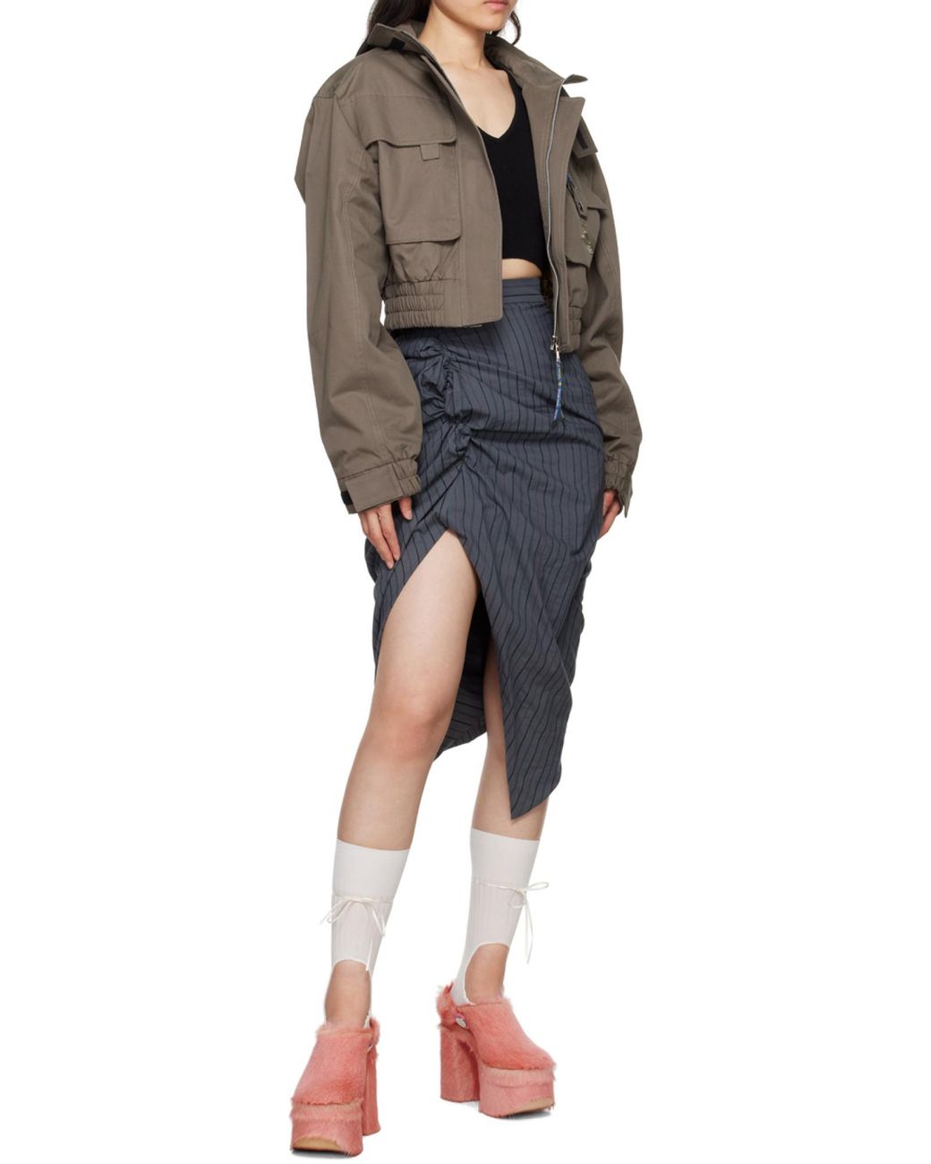 Vivienne Westwood Black Bea Cropped V-Neck Jumper