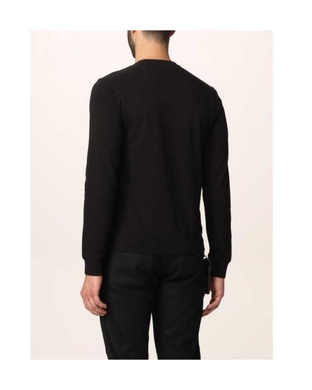 EA7 Black Logo-Print Sweatshirt for men