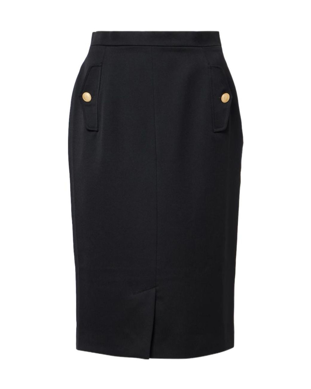 Alessandra Rich Black Virgin Wool Pencil Skirt
