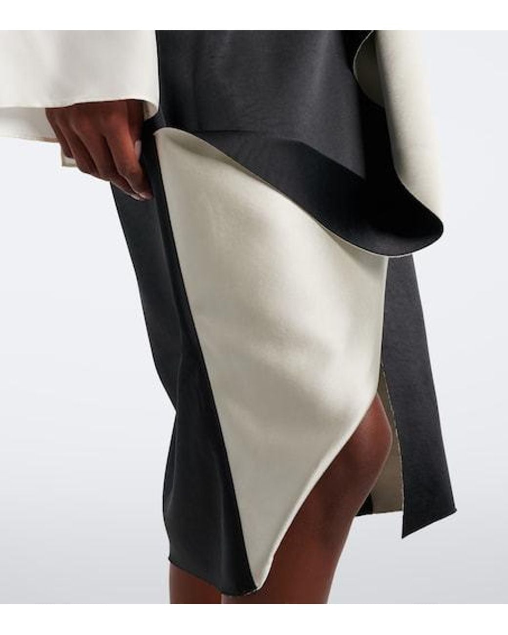 Rohe Black Draped Asymmetric Satin Midi Skirt