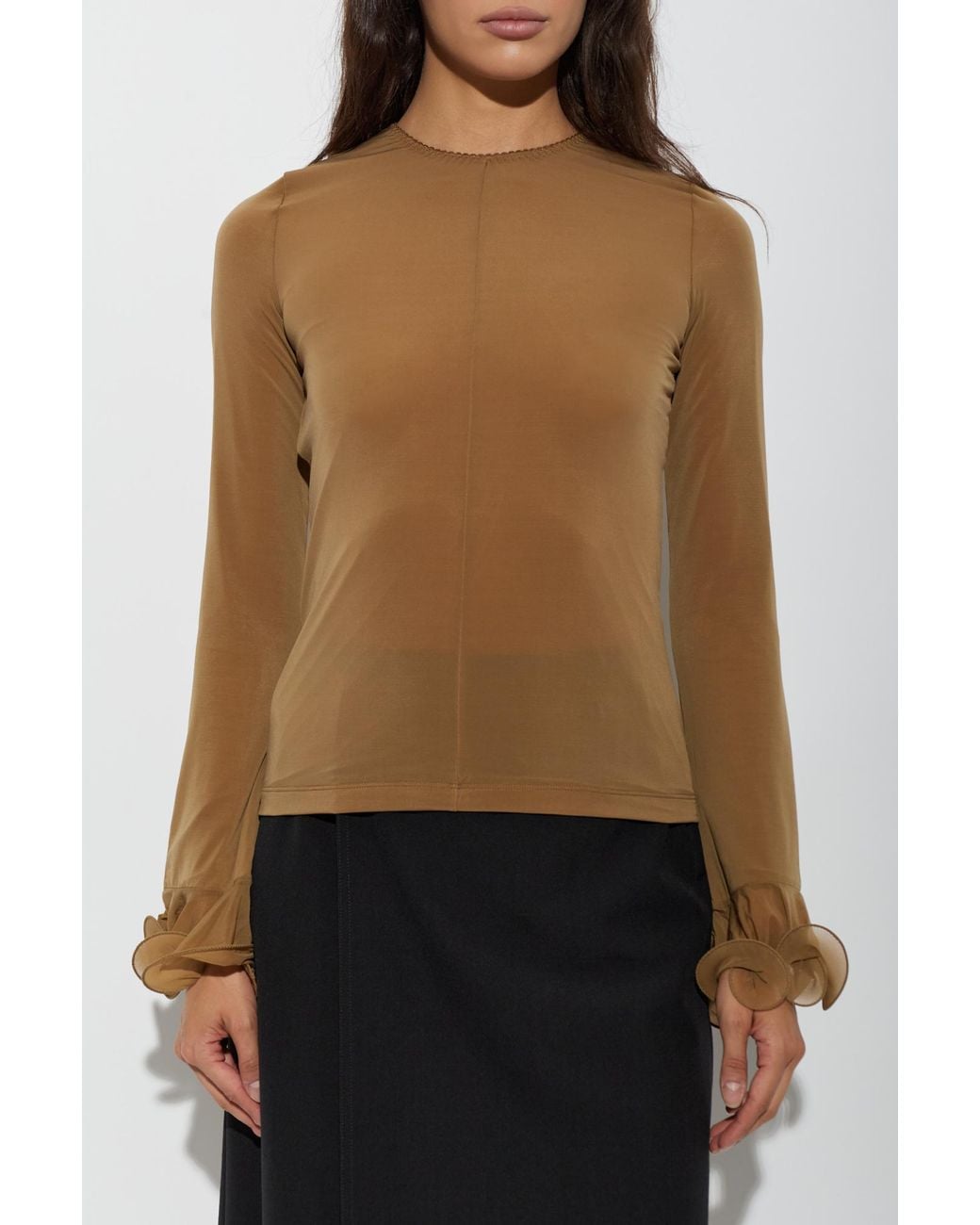 Moschino Brown Decoratively Finished Sleeved Top