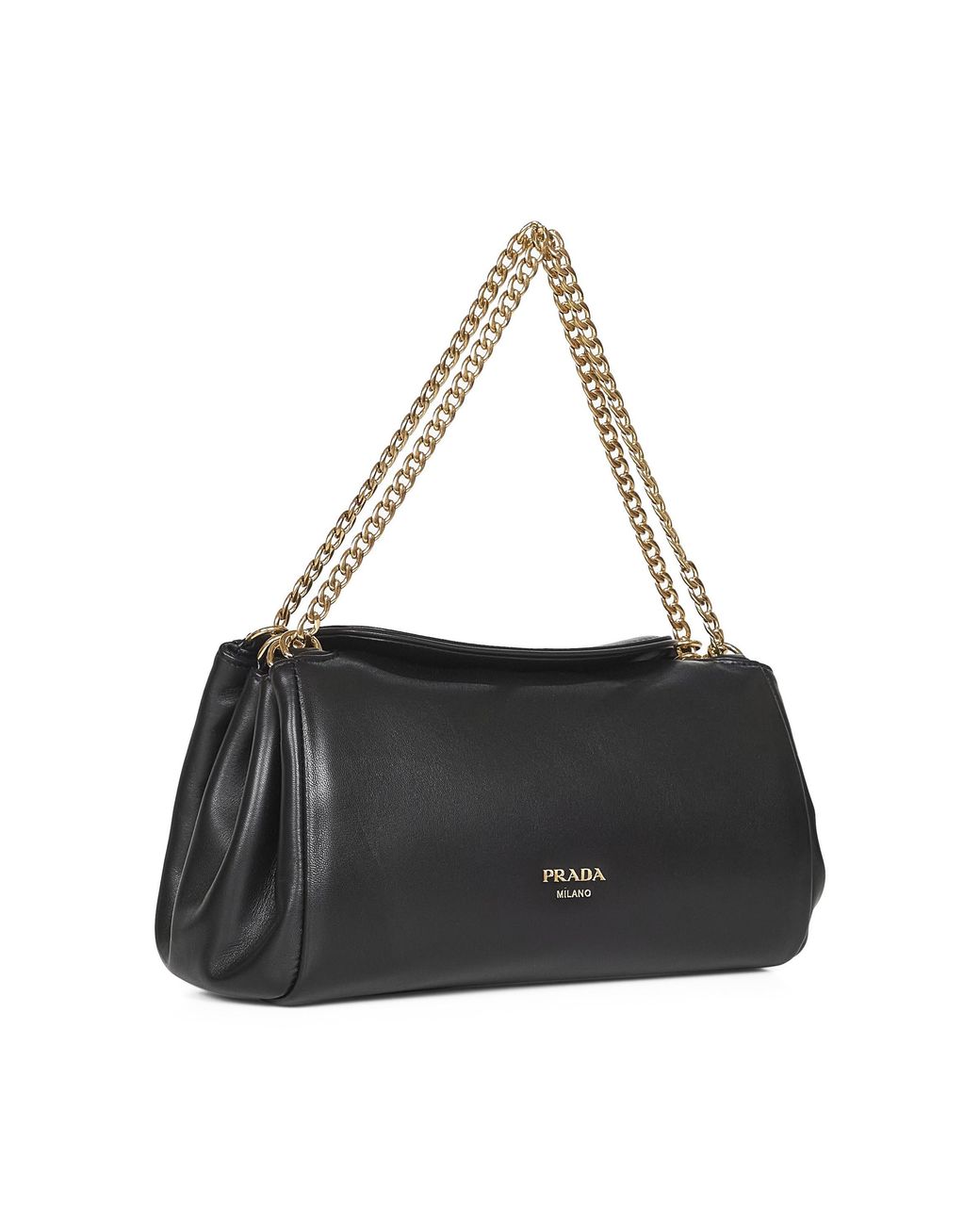 Prada Black Logo Plaque Chain-Linked Shoulder Bag