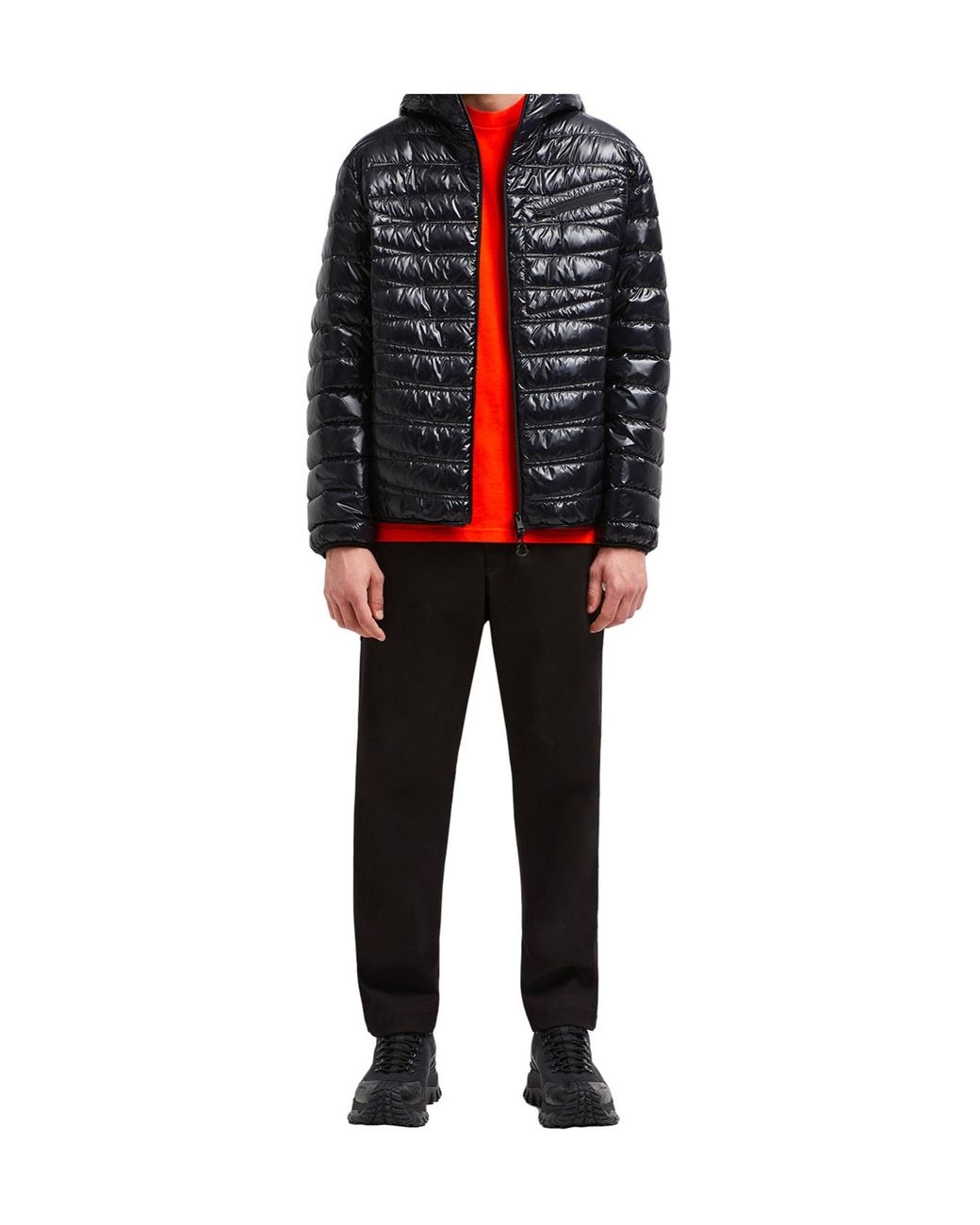 Moncler Black Logo Embroidered Straight Leg Trousers for men
