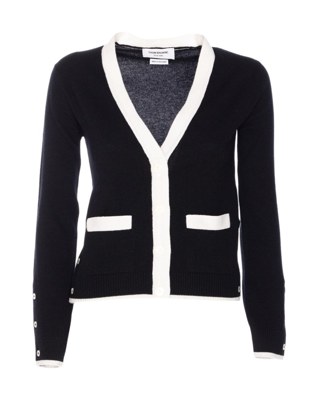 Thom Browne Blue V-Neck Knitted Cardigan